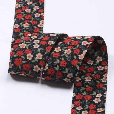 Peribadi Eco Friendly 25mm Branded Fabric Tape Roll OEM/ODM Layanan Printed Pattern Ribbon