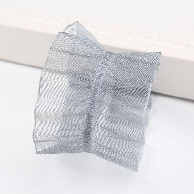 25mm untuk rambut 38mm Wrinkle Edge Polyester Organza Ribbon untuk DIY rambut Ribbon Bow