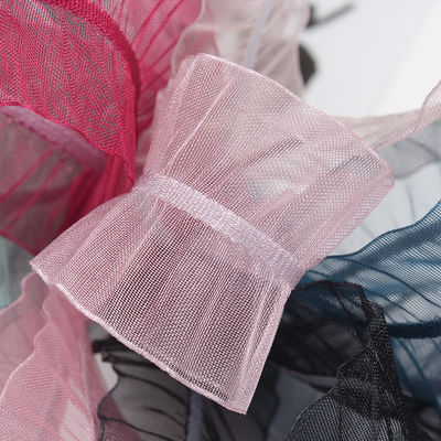 25mm untuk rambut 38mm Wrinkle Edge Polyester Organza Ribbon untuk DIY rambut Ribbon Bow