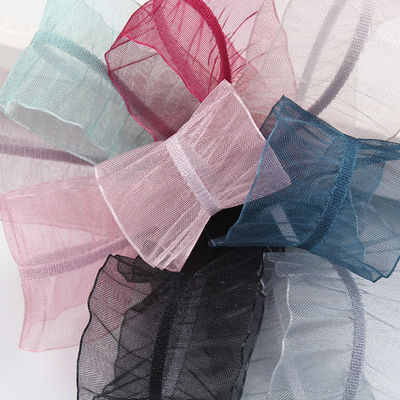 25mm untuk rambut 38mm Wrinkle Edge Polyester Organza Ribbon untuk DIY rambut Ribbon Bow