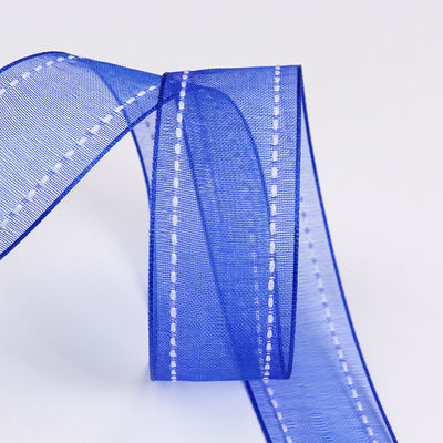 25mm spandex38mm Dilatih Edge Polyester Organza Ribbon untuk bunganya hadiah kemasan