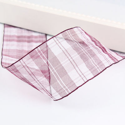 6mm-38mm Plaid Polyester Organza Ribbon untuk Bunga Cokelat Gift Packing