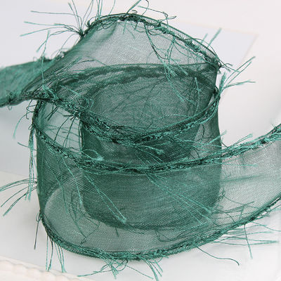25mm-50mm Tassel Edge Polyester Organza Ribbon untuk Bunga Cokelat Pembungkusan Hadiah dan Dekorasi Pakaian