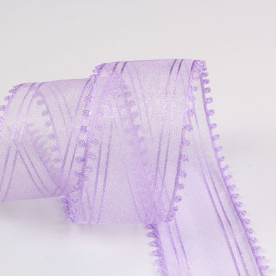 16mm-38mm Roll Of Organza Ribbon Double Circle Edge Red Sheer Ribbon