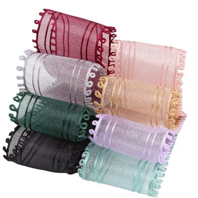 16mm-38mm Roll Of Organza Ribbon Double Circle Edge Red Sheer Ribbon