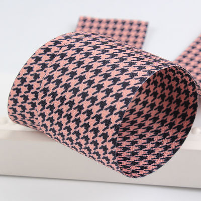 40mm Double Face Polyester Hound Stooth Ribbon untuk Ribbon Bow Making dan Dekorasi Pakaian
