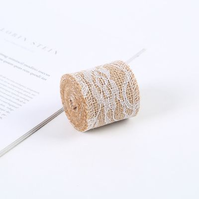 65mm Pink Burlap Ribbon dengan renda 10 Yards Natural Burlap Ribbon Woven Edge