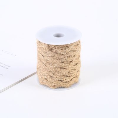 Ribbon Burlap Jute Berwarna Padat ISO14001 Ribbon Burlap Brown Gelap