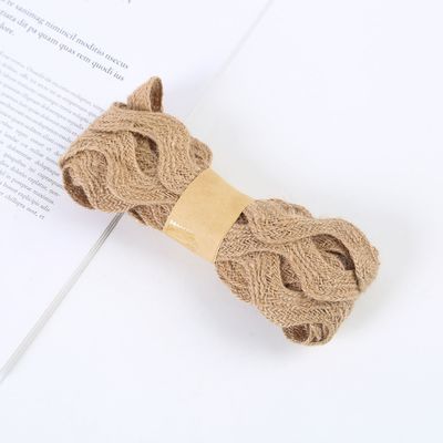 Ribbon Burlap Jute Berwarna Padat ISO14001 Ribbon Burlap Brown Gelap