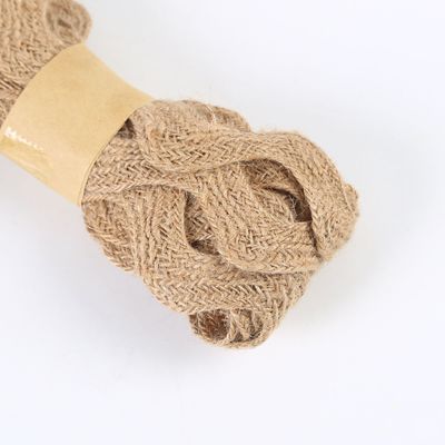 Ribbon Burlap Jute Berwarna Padat ISO14001 Ribbon Burlap Brown Gelap