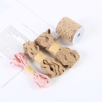 Ribbon Burlap Jute Berwarna Padat ISO14001 Ribbon Burlap Brown Gelap