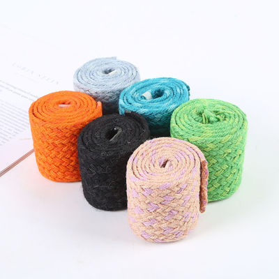Ribbon Jute Woven Berlapis Berwarna-warni Ribbon Blue Jute Untuk Pohon Natal