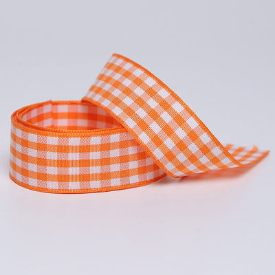 Polyester Plaid Lattice Ribbon untuk membuat busur dan pembungkus hadiah
