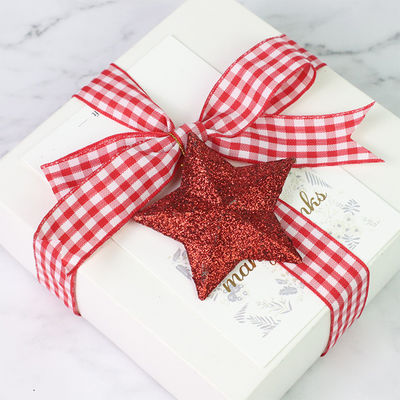 Polyester Plaid Lattice Ribbon untuk membuat busur dan pembungkus hadiah