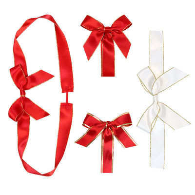 Red Pre Tied Elastic Bow Untuk Kotak Oem Dekorasi Ribbon Bow