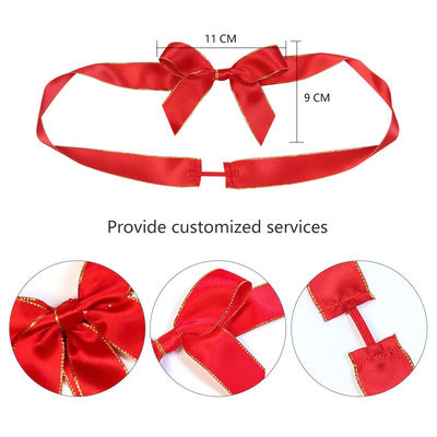 Red Pre Tied Elastic Bow Untuk Kotak Oem Dekorasi Ribbon Bow