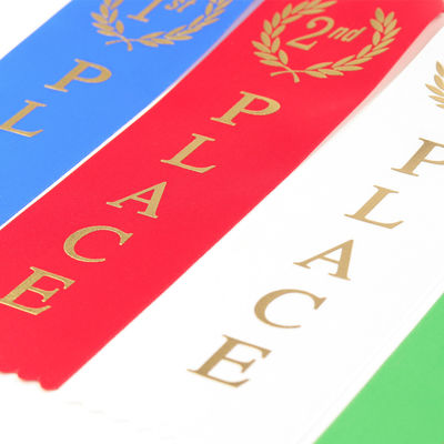 Blue Green Medal Award Ribbon Polyester Satin Ribbon Medali yang Disesuaikan