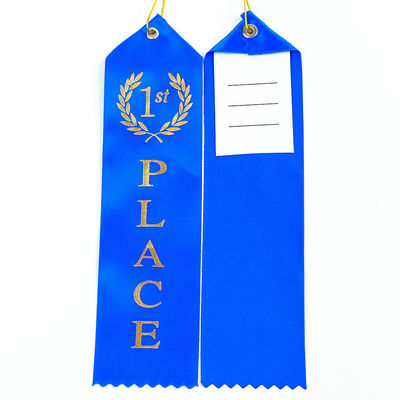 Blue Green Medal Award Ribbon Polyester Satin Ribbon Medali yang Disesuaikan