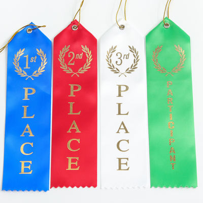 Blue Green Medal Award Ribbon Polyester Satin Ribbon Medali yang Disesuaikan