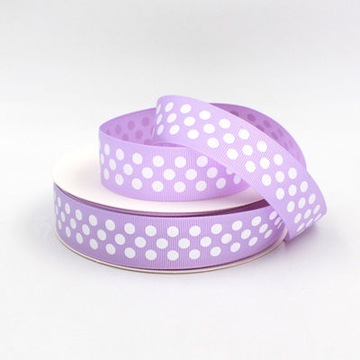 Dot Custom Printed Grosgrain Ribbon Hijau ODM Oranye Grosgrain Ribbon