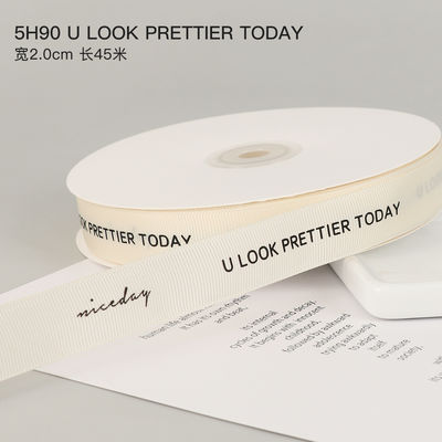 Ribbon Grosgrain Putih 20mm Ribbon Baja Cetak OEM Ramah Lingkungan