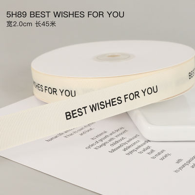 Ribbon Grosgrain Putih 20mm Ribbon Baja Cetak OEM Ramah Lingkungan