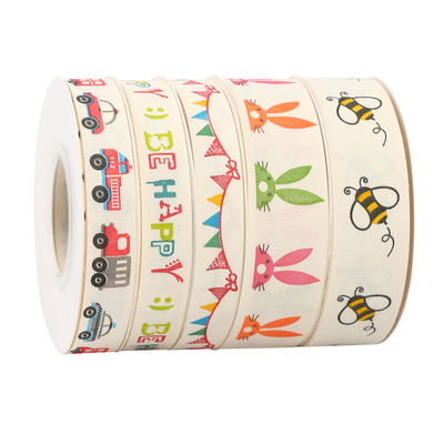 Karikatur Custom Ribbon 1cm-2.5cm Animal Print Ribbon Putih