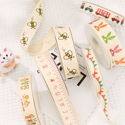 Karikatur Custom Ribbon 1cm-2.5cm Animal Print Ribbon Putih