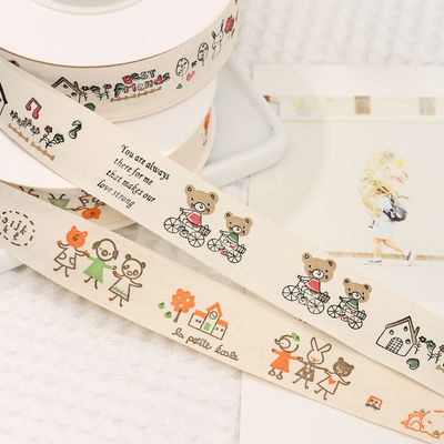 Karikatur Custom Ribbon 1cm-2.5cm Animal Print Ribbon Putih