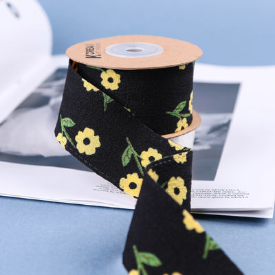 OEM Blossom Flower Art Printed Ribbon 40mm Custom Ribbon Dengan Logo
