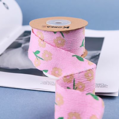 OEM Blossom Flower Art Printed Ribbon 40mm Custom Ribbon Dengan Logo
