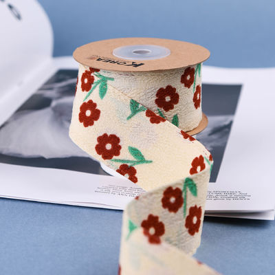 OEM Blossom Flower Art Printed Ribbon 40mm Custom Ribbon Dengan Logo