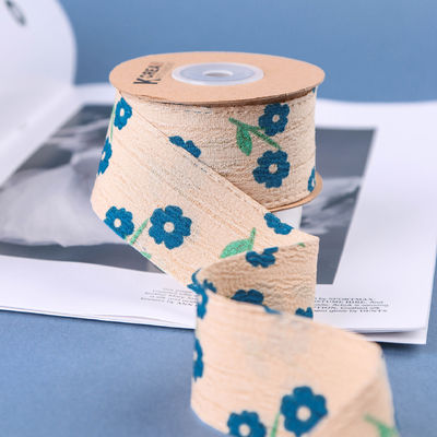 OEM Blossom Flower Art Printed Ribbon 40mm Custom Ribbon Dengan Logo