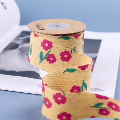OEM Blossom Flower Art Printed Ribbon 40mm Custom Ribbon Dengan Logo