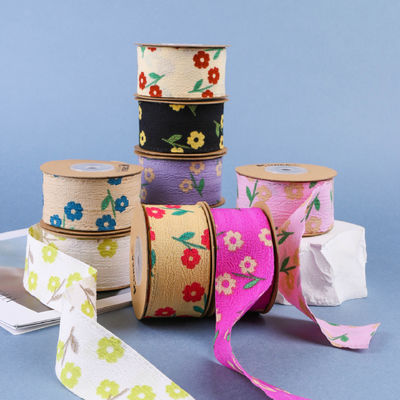 OEM Blossom Flower Art Printed Ribbon 40mm Custom Ribbon Dengan Logo