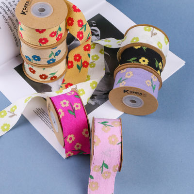OEM Blossom Flower Art Printed Ribbon 40mm Custom Ribbon Dengan Logo