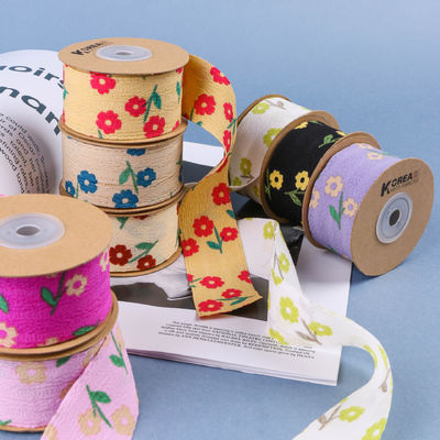 OEM Blossom Flower Art Printed Ribbon 40mm Custom Ribbon Dengan Logo