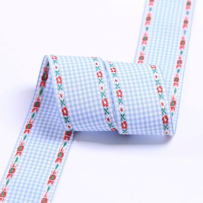 7mm-38mm pita bordir biru ISO9001 pita bordir bunga