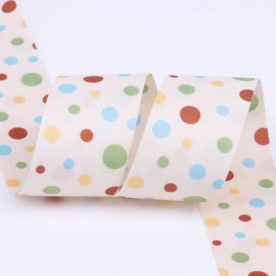 Ribbon Polyester Cetak Titik Bulat 25mm-38mm Ribbon Natal Katun