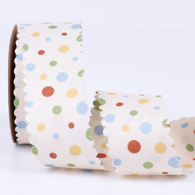 Ribbon Polyester Cetak Titik Bulat 25mm-38mm Ribbon Natal Katun