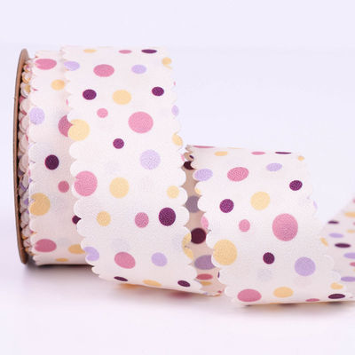 Ribbon Polyester Cetak Titik Bulat 25mm-38mm Ribbon Natal Katun