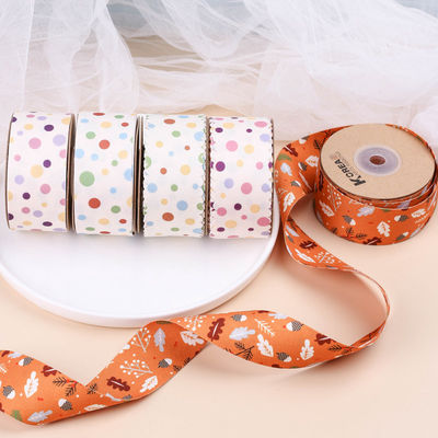 Ribbon Polyester Cetak Titik Bulat 25mm-38mm Ribbon Natal Katun