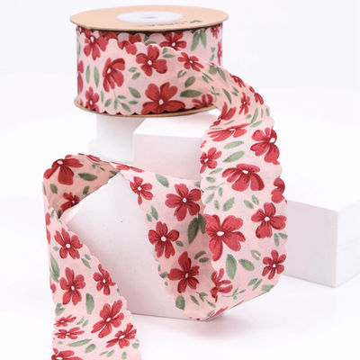 Bunga Ribbon Grosgrain Pribadi Weave Edge Ribbon Untuk Pengemasan Hadiah