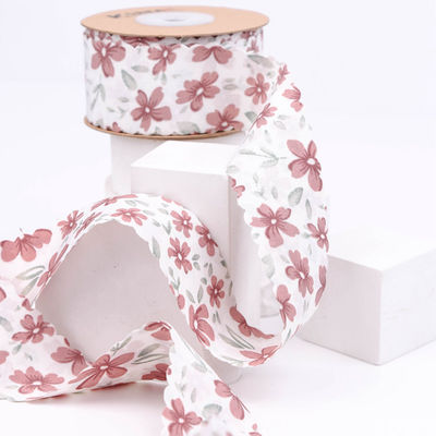 Bunga Ribbon Grosgrain Pribadi Weave Edge Ribbon Untuk Pengemasan Hadiah
