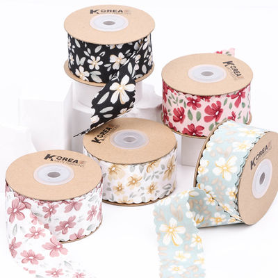 Bunga Ribbon Grosgrain Pribadi Weave Edge Ribbon Untuk Pengemasan Hadiah