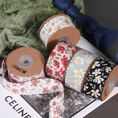 Bunga Ribbon Grosgrain Pribadi Weave Edge Ribbon Untuk Pengemasan Hadiah