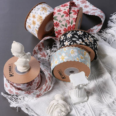 Bunga Ribbon Grosgrain Pribadi Weave Edge Ribbon Untuk Pengemasan Hadiah