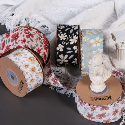 Bunga Ribbon Grosgrain Pribadi Weave Edge Ribbon Untuk Pengemasan Hadiah