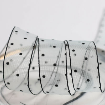 10mm-60mm Dot Velvet Wired Ribbon Bordir double-sided velvet ribbon
