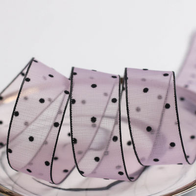 10mm-60mm Dot Velvet Wired Ribbon Bordir double-sided velvet ribbon